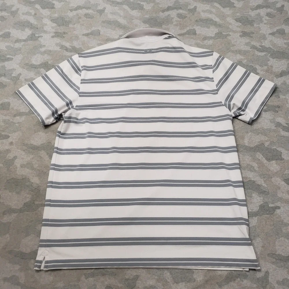 Under Armour Polo Shirt Mens Large Gray Heather‎ Loose Short Sleeve Striped